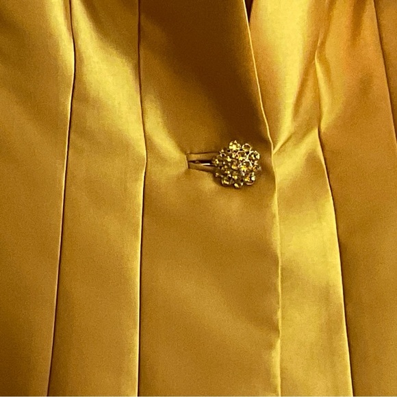 Nina Massini Gold Sz 14 3 Piece Church Suit with Rhinestone Button Elastic Waist - Picture 15 of 16